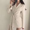 Office Ladies Blazer Dress Women Suits with Belt Outerwear Women's Jackets 2023 Long Sleeve Elegant White Black Jacket Female