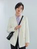 Office Ladies Double Breasted Blazer Elegant Vintage Long Sleeve Flap Pockets Women Coat Female Outerwear Apricot Tops