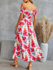 Office Ladies Elegant Floral Print Slit Midi Dress 2023 Summer Slash Collar Off Shoulder Party Dresses Women Chic Dress