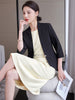 Office Ladies Formal Blazer and Skirt Suit Elegant Women Black Beige White Two Piece Set For Spring Summer Work Wear