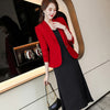 Office Ladies Formal Business Work Wear Jacket and Skirt Suit Blazer Elegant Women Purple Black Pink Red Two Piece Set