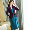 Office Ladies Formal Business Work Wear Jacket and Skirt Suit Blazer Elegant Women Purple Black Pink Red Two Piece Set