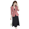 Office Ladies Formal Business Work Wear Jacket and Skirt Suit Blazer Elegant Women Purple Black Pink Red Two Piece Set