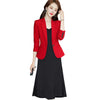 Office Ladies Formal Business Work Wear Jacket and Skirt Suit Blazer Elegant Women Purple Black Pink Red Two Piece Set