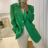 Office Ladies Notched Collar Green Women Blazer Single-Breasted Autumn Jacket 2022 Casual Female Suits Coat