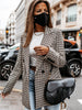 Office Ladies Notched Collar Plaid Women Blazer Double Breasted Autumn Jacket 2023 Casual Pockets Female Suits Coat