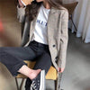 Office Ladies Notched Collar Plaid Women Blazer Double Breasted Autumn Jacket 2022 Casual Pockets Female Suits Coat