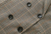 Office Ladies Notched Collar Plaid Women Blazer Double Breasted Autumn Jacket 2023 Casual Pockets Female Suits Coat
