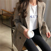 Office Ladies Notched Collar Plaid Women Blazer Double Breasted Autumn Jacket 2022 Casual Pockets Female Suits Coat Woman Jacket