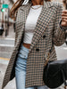 Office Ladies Notched Collar Plaid Women Blazer Double Breasted Autumn Jacket 2023 Casual Pockets Female Suits Coat