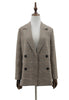 Office Ladies Notched Collar Plaid Women Blazer Double Breasted Autumn Jacket 2023 Casual Pockets Female Suits Coat