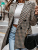 Office Ladies Notched Collar Plaid Women Blazer Double Breasted Autumn Jacket 2022 Casual Pockets Female Suits Coat