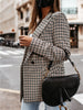 Office Ladies Notched Collar Plaid Women Blazer Double Breasted Autumn Jacket 2022 Casual Pockets Female Suits Coat