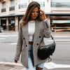 Office Ladies Notched Collar Plaid Women Blazer Double Breasted Autumn Jacket 2023 Casual Pockets Female Suits Coat