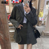 Office Ladies Notched Collar Plaid Women Blazer Single Breasted 2022 Autumn Korea Jacket Casual Suit Female Suit Coat Suit Skirt