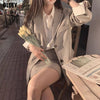 Office Ladies Notched Collar Plaid Women Blazer Single Breasted 2022 Autumn Korea Jacket Casual Suit Female Suit Coat Suit Skirt