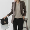Office Ladies Notched Collar Plaid Women Blazer Two Button Simple Autumn Jacket 2022 Casual Pockets Female Small Suits Coat