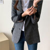 Office Ladies Notched Collar Plaid Women Blazer Two Button Simple Autumn Jacket 2022 Casual Pockets Female Small Suits Coat