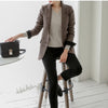 Office Ladies Notched Collar Plaid Women Blazer Two Button Simple Autumn Jacket 2022 Casual Pockets Female Small Suits Coat