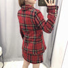 Office Ladies Red Plaid Blazer And Mini Skirt Suit Vintage Tweed Suits Jackets Houndstooth Coats Female Autumn Winter Girls Chic