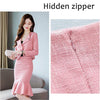 Office Ladies Slim Crop Blazer Outfits Business Two Piece Sets Short Coats and High Waist Mermaid Skirt Elegant 2023 Suits