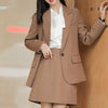 Office Ladies Women Solid Color Spring Autumn 2 Piece Set Blazer Skirt Single Button Jacket Midi Skirt Suits Outerwear Coat