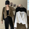 Office Lady Autumn Blazer Jacket Korean Women Casual Long Sleeve Short Jacket Female Lightweight Loose Outwear Cardigan Coat