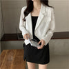 Office Lady Autumn Blazer Jacket Korean Women Casual Long Sleeve Short Jacket Female Lightweight Loose Outwear Cardigan Coat