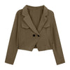 Office Lady Autumn Blazer Jacket Korean Women Casual Long Sleeve Short Jacket Female Lightweight Loose Outwear Cardigan Coat