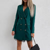 Office Lady Blazer Suit Dress Wrap V Neck Turndown Collar Sexy Mini Dress Women Long Sleeve Solid Blazer Party Dress