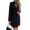 Office Lady Blazer Suit Dress Wrap V Neck Turndown Collar Sexy Mini Dress Women Long Sleeve Solid Blazer Party Dress