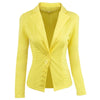 Office Lady Blazer Suits Single-breasted Long Sleeves Small Suit Lady Casual Short Jacket Women's Fashion Yellow Short Outerwear