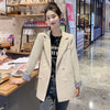 Office Lady Blazers Spring And Autumn Notched Collar Pocket Double Breasted Vintage Jacket ZA Stripe Full Sleeve  Business Suit