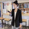 Office Lady Blazers Spring And Autumn Notched Collar Pocket Double Breasted Vintage Jacket ZA Stripe Full Sleeve  Business Suit