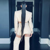 Office Lady Blazers Two Piece Set Autumn Hollow Out Elegant High Streetwear Suits Lonh Seelve Coat Patchwork Pants 2023