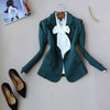 Office Lady Business Casual One Button Suit Blazer Skirt One Set Elegant Green Blazer Jacket + Bud Skirt
