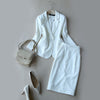Office Lady Business Casual One Button Suit Blazer Skirt One Set Elegant Green Blazer Jacket + Bud Skirt