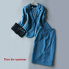 Office Lady Business Casual One Button Suit Blazer Skirt One Set Elegant Green Blazer Jacket + Bud Skirt