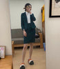 Office Lady Business Casual One Button Suit Blazer Skirt One Set Elegant Green Blazer Jacket + Bud Skirt