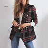 Office Lady Double Side Woolen Cardigan Plaid Double-breasted Blazer Jacket  Female Casual Coats Plaid Ladies Outerwear