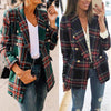 Office Lady Double Side Woolen Cardigan Plaid Double-breasted Blazer Jacket  Female Casual Coats Plaid Ladies Outerwear