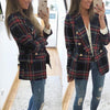 Office Lady Double Side Woolen Cardigan Plaid Double-breasted Blazer Jacket  Female Casual Coats Plaid Ladies Outerwear