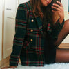Office Lady Double Side Woolen Cardigan Plaid Double-breasted Blazer Jacket  Female Casual Coats Plaid Ladies Outerwear