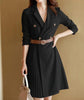 Office Lady Dress 2022 Autumn Elegant Notched Collar Double Breasted Folds A Line Suit Dresses Women Temperament Wear