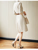 Office Lady Dress 2022 Autumn Elegant Notched Collar Double Breasted Folds A Line Suit Dresses Women Temperament Wear