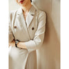 Office Lady Dress 2022 Autumn Elegant Notched Collar Double Breasted Folds A Line Suit Dresses Women Temperament Wear