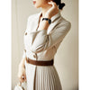 Office Lady Dress 2022 Autumn Elegant Notched Collar Double Breasted Folds A Line Suit Dresses Women Temperament Wear