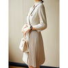 Office Lady Dress 2022 Autumn Elegant Notched Collar Double Breasted Folds A Line Suit Dresses Women Temperament Wear