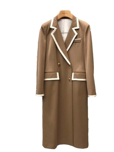 Office Lady Notched Collar Double Breasted Casual Long Sleeve Loose Blazer Coat Women 2023 Autumn Style Suit G899