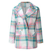 Office Lady Lapel Double Breasted Business Commute Blazers Spring Autumn Elegant Chic Coat Pink Plaid and Striped Blazer